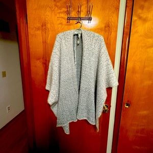 Blue and white poncho/thrown on sweater